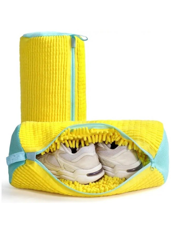 Shoe Washing Bag for Washing Machine, 2 Pack Portable Shoe Care Bag Shoe Bag Washing Machine, Deep Cleaning Shoe Bag, Reusable Shoe Washing Bag for All Types and Sizes of shoes, Yellow color - Image 1